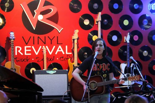 BORIS MINKEVICH / WINNIPEG FREE PRESS Vinyl Revival - for photo page on the store's open mic night every Wednesday. It's a really cool vibe/atmosphere. It usually gets about 50-60 people. Madeline Nickel belts it out to a full house. Photo taken March 23, 2016