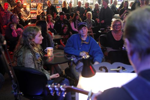 BORIS MINKEVICH / WINNIPEG FREE PRESS Vinyl Revival - for photo page on the store's open mic night every Wednesday. It's a really cool vibe/atmosphere. It usually gets about 50-60 people. Fred Narozniak performs to the packed house. Photo taken March 23, 2016