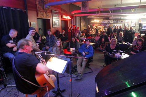 BORIS MINKEVICH / WINNIPEG FREE PRESS Vinyl Revival - for photo page on the store's open mic night every Wednesday. It's a really cool vibe/atmosphere. It usually gets about 50-60 people. Fred Narozniak performs to the packed house. Photo taken March 23, 2016