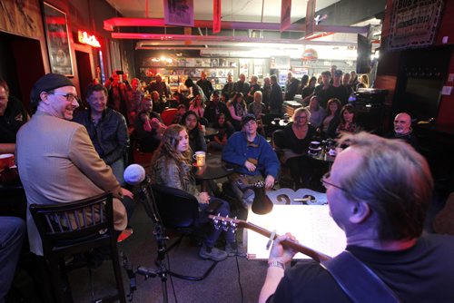 BORIS MINKEVICH / WINNIPEG FREE PRESS Vinyl Revival - for photo page on the store's open mic night every Wednesday. It's a really cool vibe/atmosphere. It usually gets about 50-60 people. Fred Narozniak performs to the packed house. Photo taken March 23, 2016