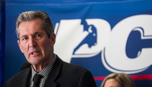 MIKE DEAL / WINNIPEG FREE PRESS PC Leader Brian Pallister outline's how his government would invest in education during an announcement at the Winakwa Community Centre Thursday morning. 160324 - Thursday, March 24, 2016