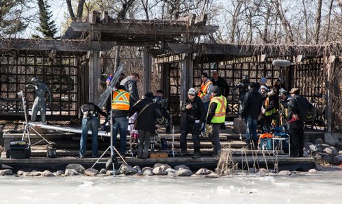 MIKE DEAL / WINNIPEG FREE PRESS The last day of filming for the feature film Stegman is Dead took place in the Leo Mol garden at Assiniboine Park Wednesday. 160323 - Wednesday, March 23, 2016