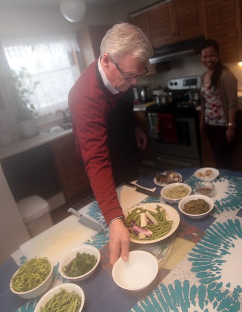 PHIL HOSSACK / WINNIPEG FREE PRESS NDP leader Greg Selinger joined with Marilou Sernadilla to prepare a traditional Philippino dish of boiled vegitables Friday and to make an announcement re:the family reunification stream. See Scott Billeck story  March 25, 2016