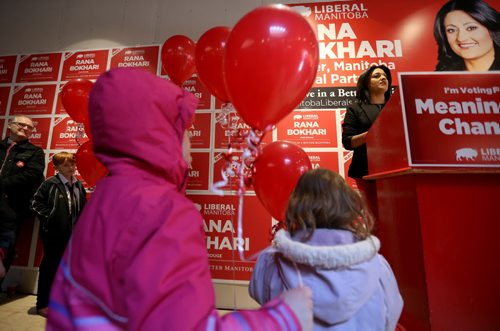 TREVOR HAGAN / WINNIPEG FREE PRESS Liberal Party leader, Rana Bokhari, at the opening of her campaign headquarters in Osborne Village, Saturday, March 26, 2016.