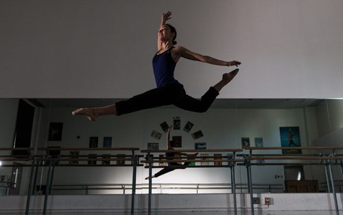 MIKE DEAL / WINNIPEG FREE PRESS Montreal-based dancer Emilie Durville during a Q Dance rehearsal at the RBW downtown studio Monday. 160328 - Monday, March 28, 2016