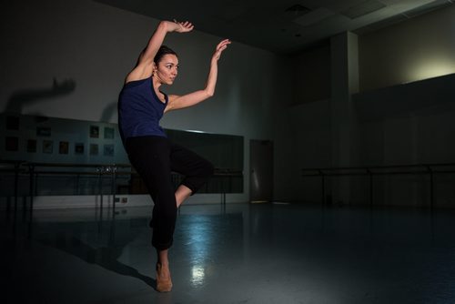 MIKE DEAL / WINNIPEG FREE PRESS Montreal-based dancer Emilie Durville during a Q Dance rehearsal at the RBW downtown studio Monday. 160328 - Monday, March 28, 2016