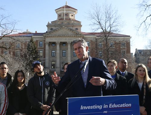 WAYNE GLOWACKI / WINNIPEG FREE PRESS   At the University of Manitoba Monday, PC Leader Brian Pallister announces how a new Progressive Conservative government will invest in post-secondary education. Kristin Annable  story  March 28 2016