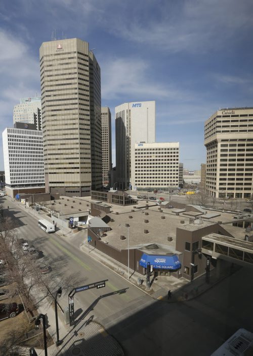 JOHN WOODS / WINNIPEG FREE PRESS Winnipeg Portage and Main including Winnipeg Square photographed Monday, March 28, 2016. Artis is planning to convert the Winnipeg Square property into a high rise commercial building.