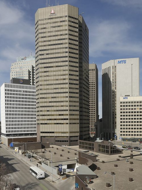 JOHN WOODS / WINNIPEG FREE PRESS Winnipeg Portage and Main including Winnipeg Square photographed Monday, March 28, 2016. Artis is planning to convert the Winnipeg Square property into a high rise commercial building.