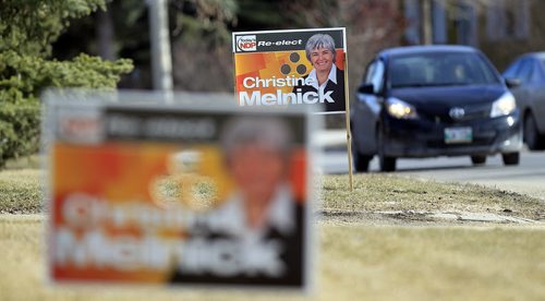PHIL HOSSACK / WINNIPEG FREE PRESS Riel Constituency campaign signs, See Larry Kusch story.  March 28, 2016