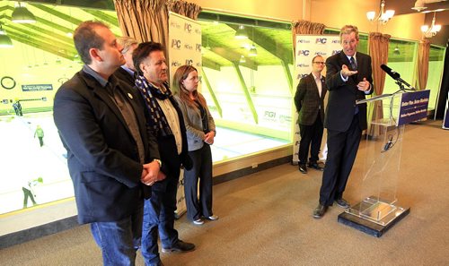 PHIL HOSSACK / WINNIPEG FREE PRESS Provincial Conservative leader Brian Pallister used the venue at the Rossmere Curling Club to announce a new provincial Curling Centre of Excellence in Winnipeg. See Nick Martin's story.  March 29, 2016