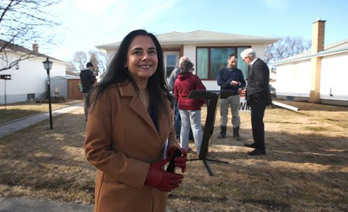 RUTH BONNEVILLE / WINNIPEG FREE PRESS  Naline Rampersad, advisor to NDP leader Greg Selinger, at press conference at home in Elmwood Wednesday. See Larry Kusch story.    March 30, 2016