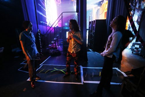 JOHN WOODS / WINNIPEG FREE PRESS Musicians joke around back stage prior to hitting the stage in A Night With Janis Joplin in Winnipeg Tuesday, April 5, 2016.