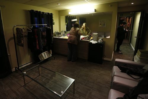 JOHN WOODS / WINNIPEG FREE PRESS Jonathan Uda, show promoter waits in the hallway as Mary Bridget Davies, who plays Janis Joplin, prepares back stage prior to hitting the stage in A Night With Janis Joplin in Winnipeg Tuesday, April 5, 2016.