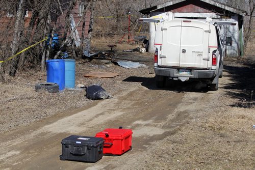 BORIS MINKEVICH / WINNIPEG FREE PRESS DAKOTA TIPI FIRST NATION, MB - RCMP are still at locations on the reserve where double shooting occurred early Thursday morning. RCMP on scene of house of shooting victim Chris Pashe. April 8, 2016