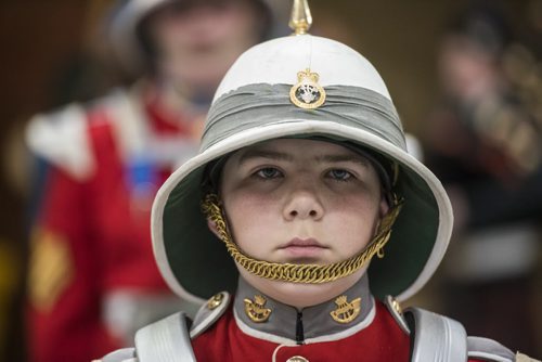 DAVID LIPNOWSKI / WINNIPEG FREE PRESS   Lance Corporal Aiden McLeod from 2701 PPCLI during the Vimy Ridge Memorial Parade at Minto Armoury Honouring the 99th anniversary of the Battle of Vimy Ridge Saturday April 9, 2016.