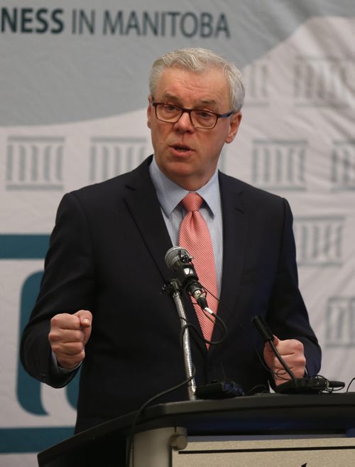 WAYNE GLOWACKI / WINNIPEG FREE PRESS  ¤NDP Leader Greg Selinger speaks at¤the Manitoba Chambers of Commerce¤breakfast Wednesday. The Premier was the key note speaker at the event held in the Delta Hotel.¤ Kristin Annable  story   April 13  2016