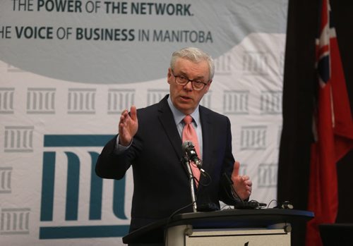 WAYNE GLOWACKI / WINNIPEG FREE PRESS  ¤NDP Leader Greg Selinger speaks at¤the Manitoba Chambers of Commerce¤breakfast Wednesday. The Premier was the key note speaker at the event held in the Delta Hotel.¤ Kristin Annable  story   April 13  2016