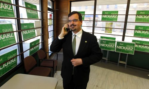 BORIS MINKEVICH / WINNIPEG FREE PRESS ELECTION - riding profile - Wolseley Green candidate Dave Nickarz. Photographed at his campaign office at 888 Portage Ave.  April 13, 2016