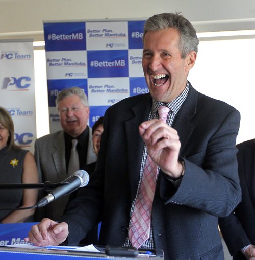 BORIS MINKEVICH / WINNIPEG FREE PRESS Progressive Conservative Leader Brian Pallister announces PC priorities for a better Manitoba. Lower taxes, better services, stronger economy  PC vision for Manitoba. Photographed at Inn at the Forks, 75 Forks Market Road. April 13, 2016 -30-