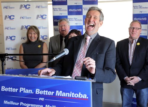 BORIS MINKEVICH / WINNIPEG FREE PRESS Progressive Conservative Leader Brian Pallister announces PC priorities for a better Manitoba. Lower taxes, better services, stronger economy  PC vision for Manitoba. Photographed at Inn at the Forks, 75 Forks Market Road. April 13, 2016 -30-