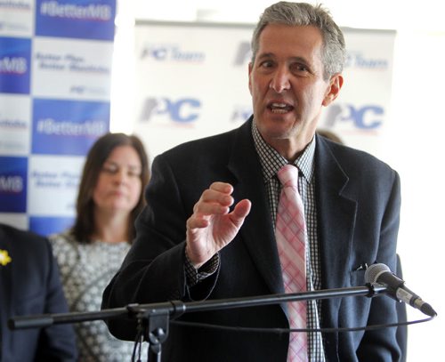 BORIS MINKEVICH / WINNIPEG FREE PRESS Progressive Conservative Leader Brian Pallister announces PC priorities for a better Manitoba. Lower taxes, better services, stronger economy  PC vision for Manitoba. Photographed at Inn at the Forks, 75 Forks Market Road. April 13, 2016 -30-