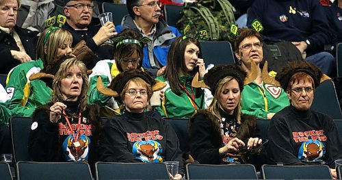 BORIS MINKEVICH/WINNIPEG FREE PRESS  080313 Manitoba fans in front of Sask fans.