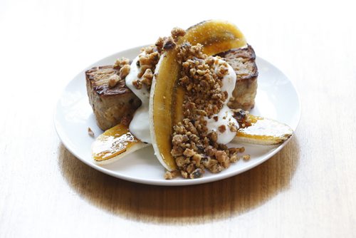 JOHN WOODS / WINNIPEG FREE PRESS Fried Matzah Kugel with bananas, cream cheese icing and walnut granola photographed at Sherbrooke Street Delicatessen in Winnipeg Sunday, April 17, 2016.