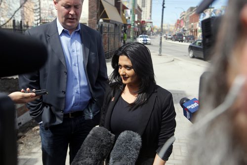 BORIS MINKEVICH / WINNIPEG FREE PRESS Rana Bokhari at press conference near Osborne Village. April 18, 2016