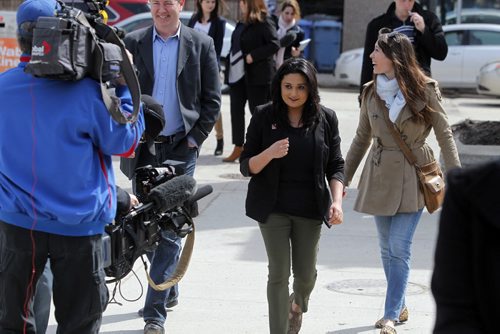 BORIS MINKEVICH / WINNIPEG FREE PRESS Rana Bokhari at press conference near Osborne Village. April 18, 2016