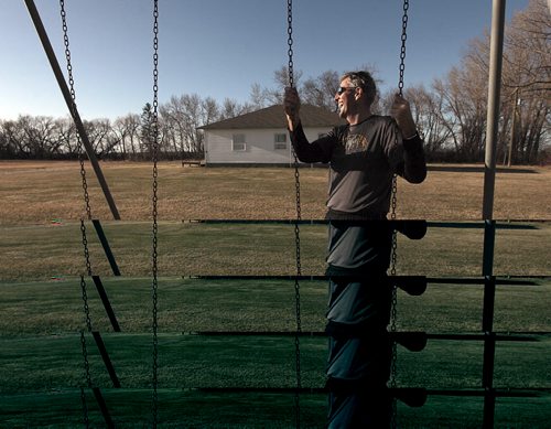 PHIL HOSSACK / WINNIPEG FREE PRESS One the eve of Manitoba's Provincial election Brian Pallister pauses to check out the two room school he attended near Edwin and his family homestead. It's been a personal tradition for him to visit the farm run the section to prepare for election day. April 18, 2016 - APRIL 15, 2016