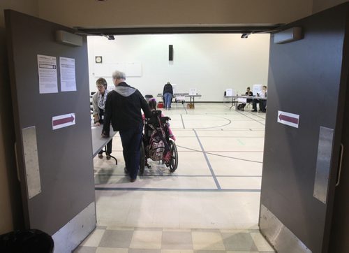 JOE BRYKSA / WINNIPEG FREE PRESS   Free Press reporter with his daughter Mary who voted today for the first time- at Cresentwood CC, Apr 19 , 2016.(See Kevin Rollason story)