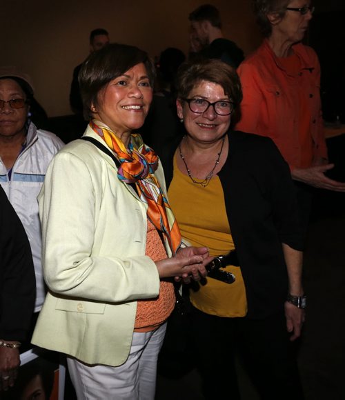 WAYNE GLOWACKI / WINNIPEG FREE PRESS    NDP candidate at left Flor Marcelino for Logan with Judy Wasylycia-Leis at the NDP 2016 post election gathering Tuesday at the RBC Convention Centre Winnipeg. Kristin Annable  story  April 19  2016