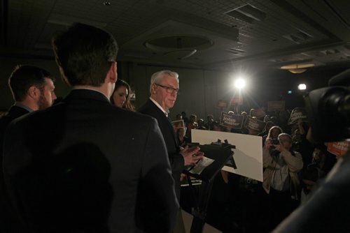 RUTH BONNEVILLE  / WINNIPEG FREE PRESS

NDP leader Greg Selinger pauses just before giving his concession speech at the NDP headquarters at the Convention Centre Tuesday evening   APRIL 19, 2016