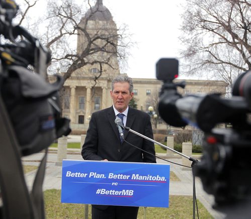 BORIS MINKEVICH / WINNIPEG FREE PRESS Brian Pallister had a press conference on the south side of the Leg today. April 20, 2016