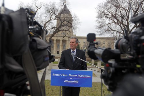 BORIS MINKEVICH / WINNIPEG FREE PRESS Brian Pallister had a press conference on the south side of the Leg today. April 20, 2016