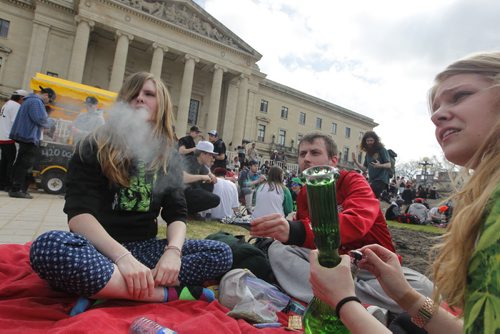 BORIS MINKEVICH / WINNIPEG FREE PRESS 420 event at the Manitoba Legislature. Nobody wanted to give their names. April 20, 2016