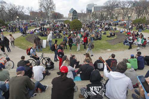BORIS MINKEVICH / WINNIPEG FREE PRESS 420 event at the Manitoba Legislature. Nobody wanted to give their names. April 20, 2016