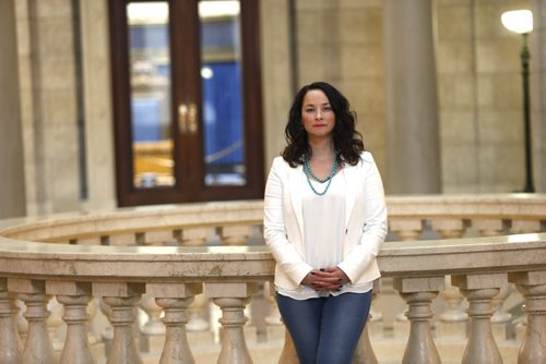 WAYNE GLOWACKI / WINNIPEG FREE PRESS      Saturday Special. Nahanni Fontaine,NDP candidate for St.Johns at the Legislative Building.  Larry Kusch / Kristin Annable story April 22  2016