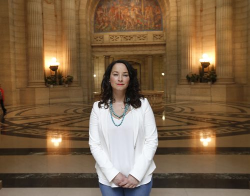 WAYNE GLOWACKI / WINNIPEG FREE PRESS      Saturday Special. Nahanni Fontaine,NDP candidate for St.Johns at the Legislative Building.  Larry Kusch /  Kristin Annable story April 22  2016