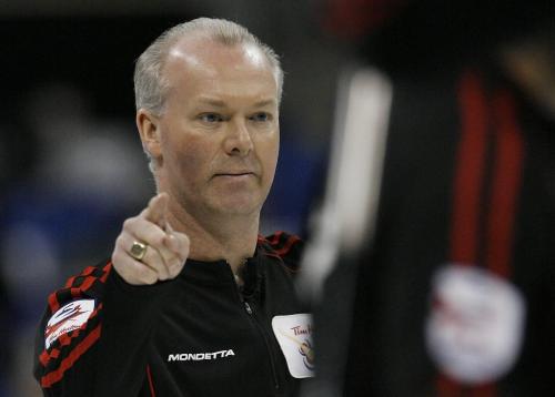 John Woods / Winnipeg Free Press / March 15/08- 080315  -  Ontario's Glenn Howard gestures after victory over Ontario's Glenn Howard.  Ontario's Glenn Howard defeatsed Saskatchewan's Pat Simmons 8-7 in a semi final game at the 2008 Tim Hortons Brier in Winnipeg Saturday March 15, 2008.
