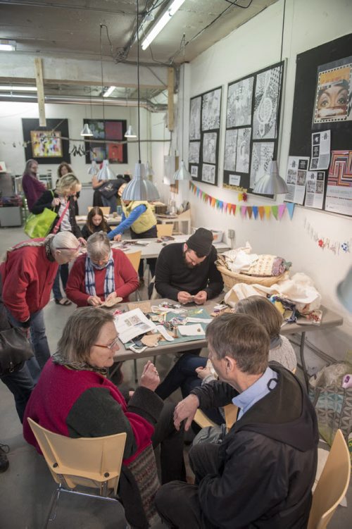 DAVID LIPNOWSKI / WINNIPEG FREE PRESS   People create crafts and art during the ArtsJunktion mb's annual Earth Day celebration and fundraiser Saturday April 23, 2016 at ArtsJunktion mb.