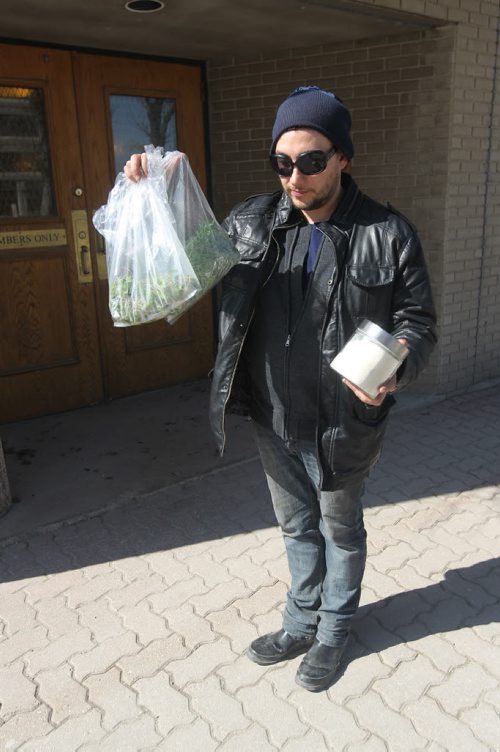 JOE BRYKSA / WINNIPEG FREE PRESS  Constantine Gamvrelis delivers sprouts to Winnipeg Squash and Racquet Club  .(See 49.8 story)