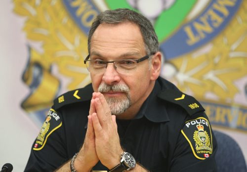 WAYNE GLOWACKI / WINNIPEG FREE PRESS  Winnipeg Police Const. Rob Carver speaks to the media in the PSB Tuesday about the recent incidents they are investigating. ¤Erin DeBooy story   April 26 2016