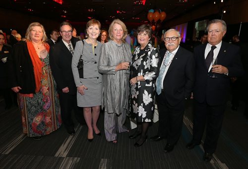 JASON HALSTEAD / WINNIPEG FREE PRESS  L-R: Trudy Schroeder (WSO executive director), Gil Rossong, Edna Rossong, Jean Giguere, Bonnie Buhler, John Buhler and Dennis Giguere at the Winnipeg Symphony Orchestra's 'With a little help from our friends' gala benefit on April 7, 2016, at the RBC Convention Centre Winnipeg. (See Social Page)