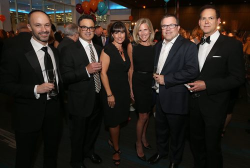 JASON HALSTEAD / WINNIPEG FREE PRESS  L-R: Daniel Friedman (WSO board member), Marty Weinberg, Michelle Weinberg, Dana Jessiman, Peter Jessiman (WSO board member) and Brent Trepel at the Winnipeg Symphony Orchestra's 'With a little help from our friends' gala benefit on April 7, 2016, at the RBC Convention Centre Winnipeg. (See Social Page)