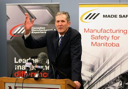 WAYNE GLOWACKI / WINNIPEG FREE PRESS  Premier-designate Brian Pallister speaks at the Canadian Manufacturers & Exporters Manitoba Annual General Meeting and launch of Industrie2030 held at the Norwood Hotel Wednesday morning. Larry Kusch story  April 27 2016