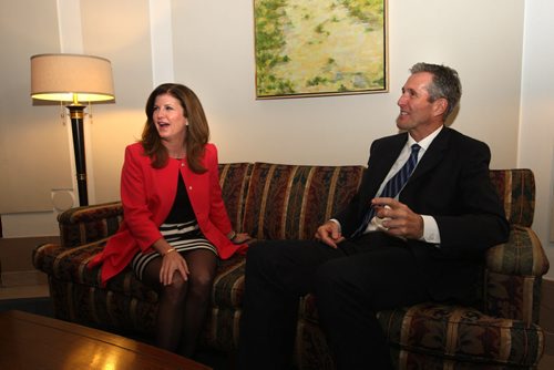 WAYNE GLOWACKI / WINNIPEG FREE PRESS   Premier-designate Brian Pallister met with Rona Ambrose the interim leader of the Conservative Party of Canada Wednesday at his office in the Manitoba Legislative bld. Larry Kusch / Kristin Annable  stories April 27 2016