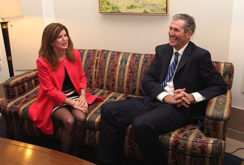 WAYNE GLOWACKI / WINNIPEG FREE PRESS  Premier-designate Brian Pallister met with Rona Ambrose the interim leader of the Conservative Party of Canada Wednesday at his office in the Manitoba Legislative bld. Larry Kusch / Kristin Annable  stories April 27 2016