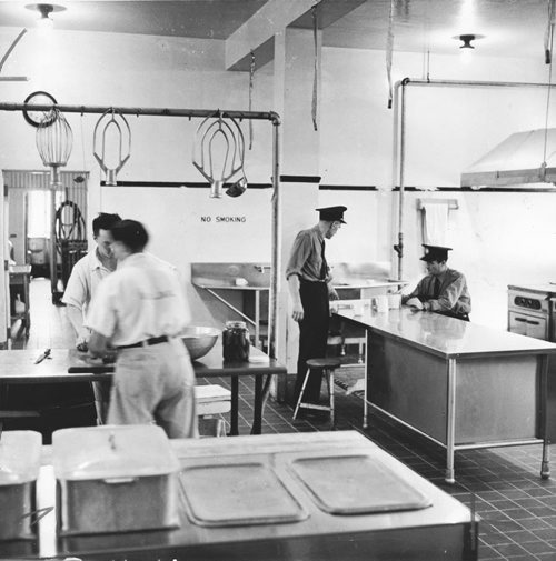 Headingley Jail, July 20, 1956.  Scanned from photograph.  New Kitchen.